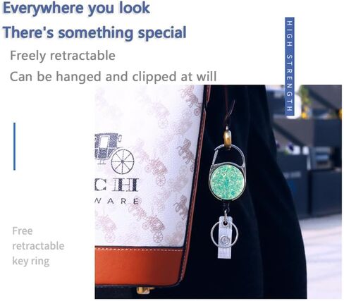 3 Pack Retractable Carabiner Badge Holder, FadyRaye Badge Reel with Belt Clip for Nurse Teacher Name Card Keychain [Bling Cute Design 27" Nylon Wire Cord] in Kuwait