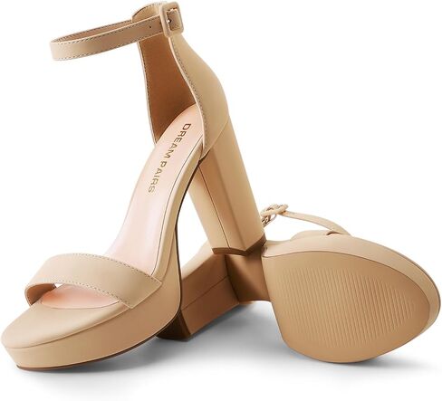 DREAM PAIRS Women's Comfort Platform Chunky Heel Sandals | Open Toe Adjustable Buckle Ankle Strap High Heels, Formal Dress Shoes for Wedding Guest, Prom, Party & Special Occasions in Saudi Arabia