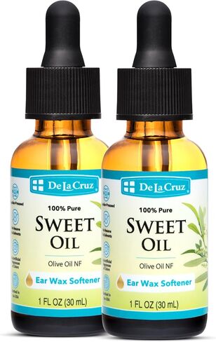 De La Cruz 100 ٪ زيت حلو نقي للآذان - كلها طبيعية ولطيفة شمع الأذن - إعادة الملء 4 fl oz in Saudi Arabia