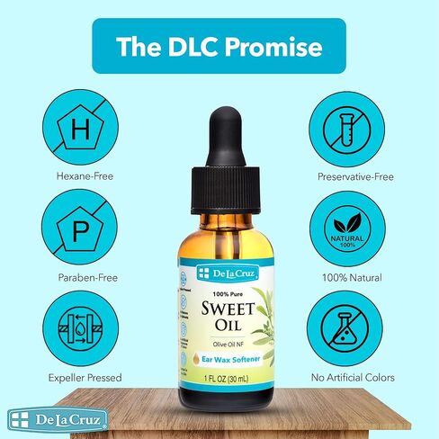 De La Cruz 100 ٪ زيت حلو نقي للآذان - كلها طبيعية ولطيفة شمع الأذن - إعادة الملء 4 fl oz in Saudi Arabia