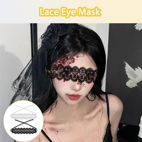 Halloween Eye Masks for Adults Women Teen Girls Eye Face Mask Halloween Mask Accessories Black Halloween Costume Eye Mask 2 Pack Cosplay Party Lace Blindfold for Adult Play Elastic Prom Sexy Mask in Saudi Arabia