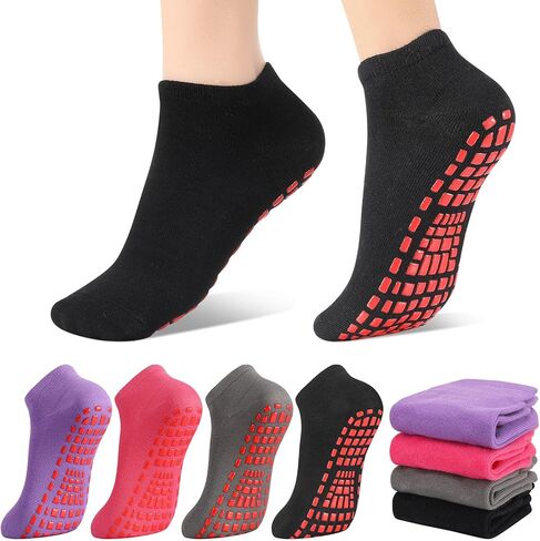 Jspupifip 5 Pairs Pilates Socks for Women, Non Slip Yoga Socks with Grips for Yoga Pilates Ballet Barre Athletic, Size 5.5-8.5 in Saudi Arabia