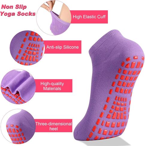 Jspupifip 5 Pairs Pilates Socks for Women, Non Slip Yoga Socks with Grips for Yoga Pilates Ballet Barre Athletic, Size 5.5-8.5 in Saudi Arabia