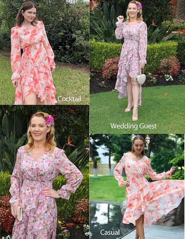 GRACE KARIN Women Maxi Floral Dress Fall 2025 Elegant Long Sleeve Chiffon Flowy Ruffle Party Club Wedding Guest Dresses in Saudi Arabia