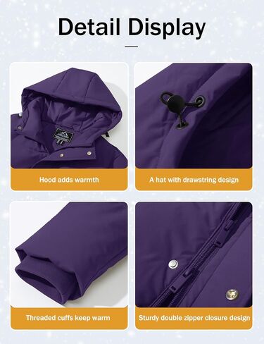 Yucolen Women's Winter Down Suffer Coat Shiceen Right Water Resident Warmed Parked Parked Outwear in Kuwait