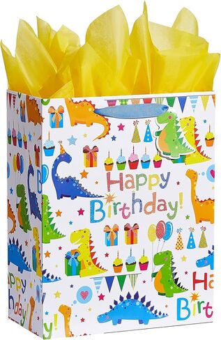 Bobobag 13" Large Gift Bag with Tissue Paper for Birthday gift bags, Wedding bags,Retail bag (Flamingo) in Saudi Arabia