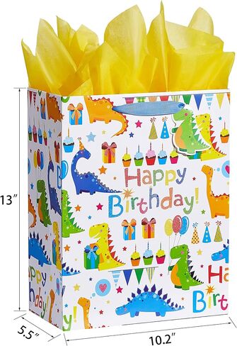 Bobobag 13" Large Gift Bag with Tissue Paper for Birthday gift bags, Wedding bags,Retail bag (Flamingo) in Saudi Arabia