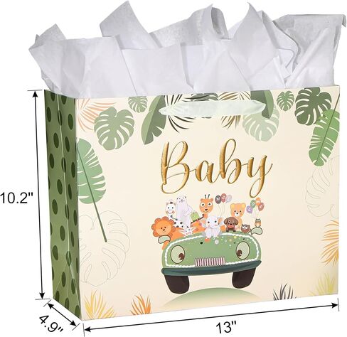 Bobobag 13" Large Gift Bag with Tissue Paper for Birthday gift bags, Wedding bags,Retail bag (Flamingo) in Saudi Arabia