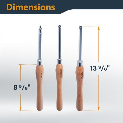 Powertec 3 PCS Carbide مخرطة أدوات مع 3 أجهزة كمبيوتر Tungsten Carbide Cutter إدراج مجموعة | رقبة بجعة مستقيمة ، وعنق جافة عميق للعمل العميق ، وأدوات مخرطة الخشب مع شفرة قابلة للاستبدال (71997) in Kuwait
