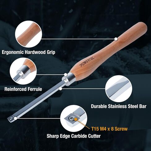 Powertec 3 PCS Carbide مخرطة أدوات مع 3 أجهزة كمبيوتر Tungsten Carbide Cutter إدراج مجموعة | رقبة بجعة مستقيمة ، وعنق جافة عميق للعمل العميق ، وأدوات مخرطة الخشب مع شفرة قابلة للاستبدال (71997) in Kuwait