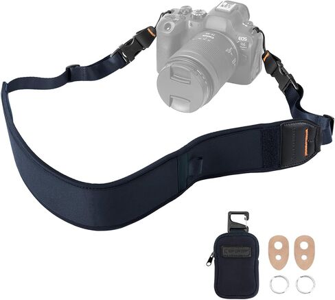 K&F Concept Camera Neck Strap for Photographers, Soft Neoprene Adjustable Shoulder Belt with Zipped Pockets Compatible with Sony Canon Nikon Fuji DSLR SLR Mirrorless Camera in Kuwait