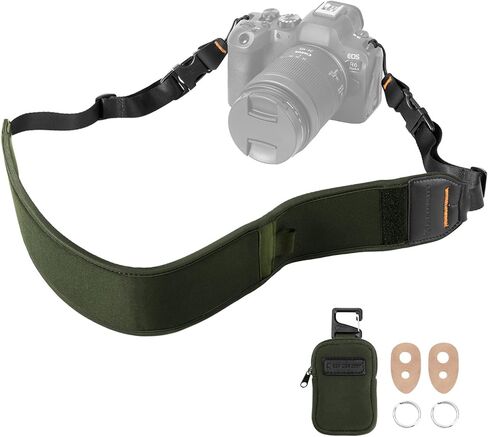 K&F Concept Camera Neck Strap for Photographers, Soft Neoprene Adjustable Shoulder Belt with Zipped Pockets Compatible with Sony Canon Nikon Fuji DSLR SLR Mirrorless Camera in Kuwait