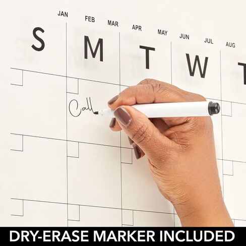 mDesign Modern Acrylic Calendar for Wall with Dry Erase Marker - Wall Mount Monthly Planner Board for Home, Office, Kitchen - 11.81" Square - Clear/Gold Print with Gold Finish Mounting Hardware in Saudi Arabia