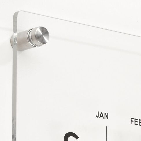 mDesign Modern Acrylic Calendar for Wall with Dry Erase Marker - Wall Mount Monthly Planner Board for Home, Office, Kitchen - 11.81" Square - Clear/Gold Print with Gold Finish Mounting Hardware in Saudi Arabia