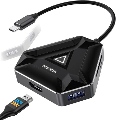 FORIDA 6 منافذ USB C Hub، محول USB C متعدد المنافذ، محطة إرساء كمبيوتر محمول USB C لأجهزة MacBook Pro وDell وHP وSamsung والمزيد من أجهزة USB C (2 منفذ USB 3.0، قارئ بطاقة SD/TF، ​​4K@60HZ HDMI، 100W PD ) in Kuwait