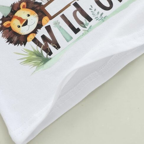 Infant Baby Boys Girls First Birthday Outfit 1st Birthday T-Shirt Wild One Safari Zoo Jungle Animals Shirt in Saudi Arabia