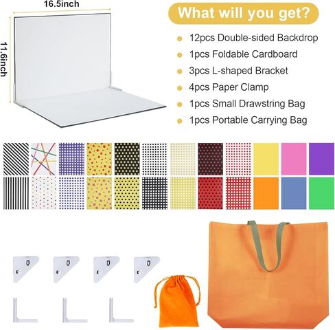 Myking 9pcs 18patterns Product Product Backdrops Kit Photo Photo Backdrop Boards Colorful Gird Photoshoot الخلفية للمجوهرات ومستحضرات التجميل والمكياج وغيرها من التصوير الفوتوغرافي للمنتجات الصغيرة (16.5x11 بوصة) in Kuwait