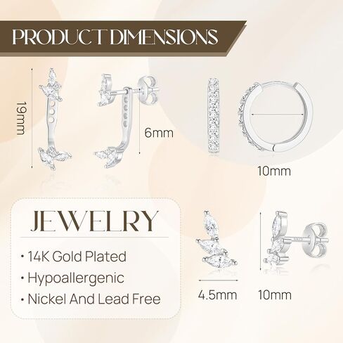 QUINBY Hoop Earrings Set Sensitive Earrings For Women Hypoallergenic Cartilage Double Hoops Ear Cuff 14k Gold Plated Earring Stacks For Multiple Piercing in Saudi Arabia