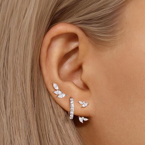 QUINBY Hoop Earrings Set Sensitive Earrings For Women Hypoallergenic Cartilage Double Hoops Ear Cuff 14k Gold Plated Earring Stacks For Multiple Piercing in Saudi Arabia