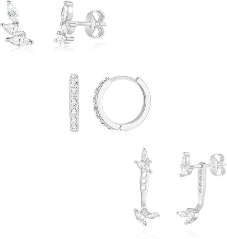 QUINBY Hoop Earrings Set Sensitive Earrings For Women Hypoallergenic Cartilage Double Hoops Ear Cuff 14k Gold Plated Earring Stacks For Multiple Piercing in Saudi Arabia