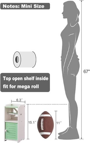 AOJEZOR Toilet Paper Holder Stand: Bathroom Storage Cabinet Beside Toilet for Small Space Bathroom with Toilet Roll Holder - White in Kuwait