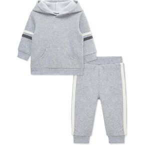 Little Me Simply Essential Solids Organic Cotton Blend Baby Boys' Fleece Sweatshirt and Pant Set, 12 Months - 4 Toddler in Saudi Arabia
