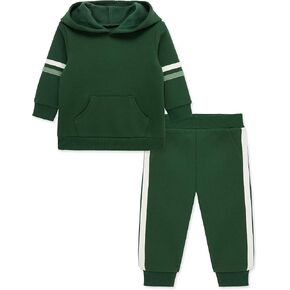 Little Me Simply Essential Solids Organic Cotton Blend Baby Boys' Fleece Sweatshirt and Pant Set, 12 Months - 4 Toddler in Kuwait