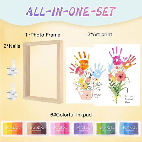 Physkoa Handprint Art Kit – Mother's Day Gift from Kids – Floral Keepsake Templates – DIY Handprint Craft for Mommy, Grandma or Bonus Mom –Birthday Gift for Mom Grandma in Saudi Arabia
