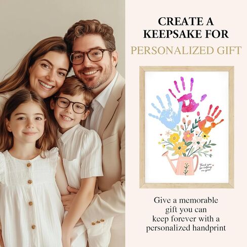 Physkoa Handprint Art Kit – Mother's Day Gift from Kids – Floral Keepsake Templates – DIY Handprint Craft for Mommy, Grandma or Bonus Mom –Birthday Gift for Mom Grandma in Saudi Arabia