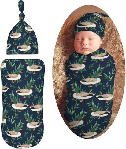 KiuLoam Camouflage Blue Jets Airplanes Newborn Swaddle Set with Matching Hat, Newborn Receiving Blanket Soft Unisex Infant Swaddle Wrap for Baby Boys and Girls in Saudi Arabia