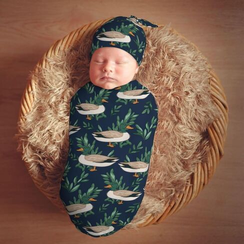 KiuLoam Camouflage Blue Jets Airplanes Newborn Swaddle Set with Matching Hat, Newborn Receiving Blanket Soft Unisex Infant Swaddle Wrap for Baby Boys and Girls in Saudi Arabia