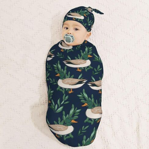 KiuLoam Camouflage Blue Jets Airplanes Newborn Swaddle Set with Matching Hat, Newborn Receiving Blanket Soft Unisex Infant Swaddle Wrap for Baby Boys and Girls in Saudi Arabia
