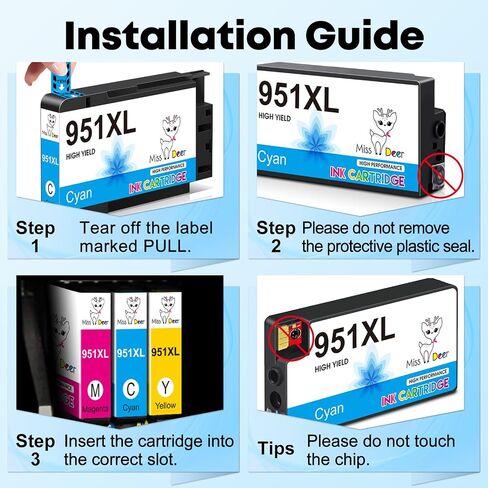 Miss Deer 950 951 XL Ink Cartridge Combo Pack Compatible Ink Cartridges Replacement for HP 950 951XL,to Used with HP Officejet Pro 8610 8600 8620 8630 8640 8100 8615 251dw 271dw 276dw,12 Pack in Saudi Arabia