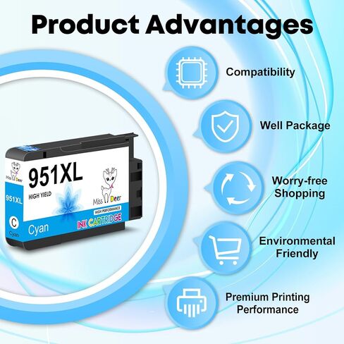 Miss Deer 950 951 XL Ink Cartridge Combo Pack Compatible Ink Cartridges Replacement for HP 950 951XL,to Used with HP Officejet Pro 8610 8600 8620 8630 8640 8100 8615 251dw 271dw 276dw,12 Pack in Saudi Arabia