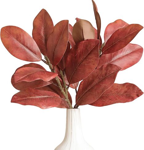 3Pcs Artificial Magnolia Leaves Stems Fake Magnolias Leaf Branches Faux Greenery Stems Real Touch Magnolia Leaves Branches for Indoor Outdoor Home Decor in Saudi Arabia
