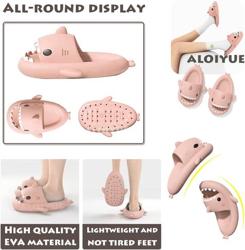 SHARK SLIDES SINGERANCE UPGRAND SUMMER CARTON CARON CARON SHARK SLIPPERS للنساء رجال غير قابلة للانزلاق مفتوحًا في صندل خفيف الوزن وحيد غير رسمي للجنسين in Saudi Arabia