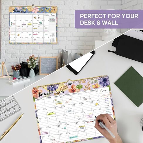 2025 Wall Calendar - 18 Months Wall Calendar Covers January 2025 to June 2026, Monthly Calendar(14.7"x11.5"), Hanging Wall Calendar for Easy Organizing, Colorful Typography in Kuwait