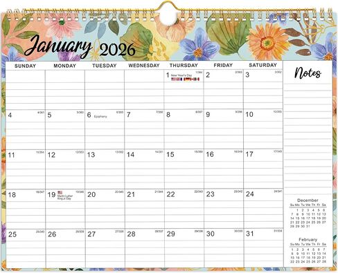2025 Wall Calendar - 18 Months Wall Calendar Covers January 2025 to June 2026, Monthly Calendar(14.7"x11.5"), Hanging Wall Calendar for Easy Organizing, Colorful Typography in Kuwait