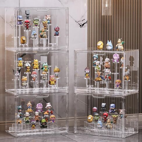 Blind Box Figurine Acrylic Display Case, Pop Mart Model Ornaments Dustproof Transparent Display Cabinet Toy Display Stand 13 Columns Display Rack with Magnetic Door for Min Toys, Collectibles in Saudi Arabia