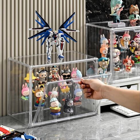 Blind Box Figurine Acrylic Display Case, Pop Mart Model Ornaments Dustproof Transparent Display Cabinet Toy Display Stand 13 Columns Display Rack with Magnetic Door for Min Toys, Collectibles in Saudi Arabia