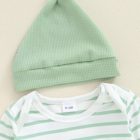 Newborn Baby Boy Summer Clothes Stripe Short Sleeve Romper Suspender Pants Hat 3Pcs Set Cute Coming Home Outfit in Kuwait