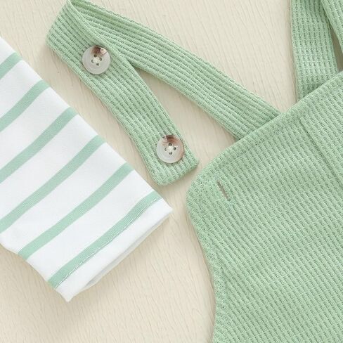 Newborn Baby Boy Summer Clothes Stripe Short Sleeve Romper Suspender Pants Hat 3Pcs Set Cute Coming Home Outfit in Kuwait