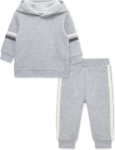 Little Me Simply Solids Solds Cotton Organic Cotton Blend Baby Boys 'Fleece Sweece Shirt and Pant Set ، 12 شهرًا - 4 طفل صغير in Kuwait