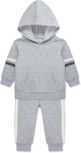 Little Me Simply Solids Solds Cotton Organic Cotton Blend Baby Boys 'Fleece Sweece Shirt and Pant Set ، 12 شهرًا - 4 طفل صغير in Kuwait