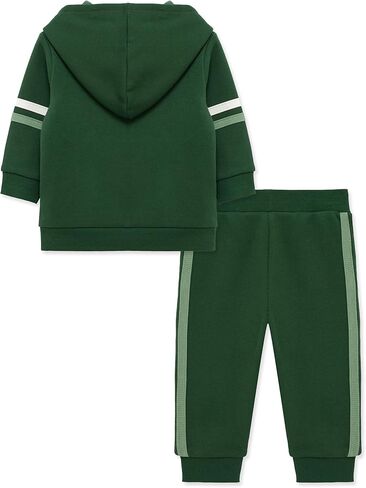 Little Me Simply Essential Solids Organic Cotton Blend Baby Boys' Fleece Sweatshirt and Pant Set, 12 Months - 4 Toddler in Kuwait