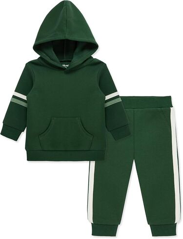 Little Me Simply Essential Solids Organic Cotton Blend Baby Boys' Fleece Sweatshirt and Pant Set, 12 Months - 4 Toddler in Kuwait
