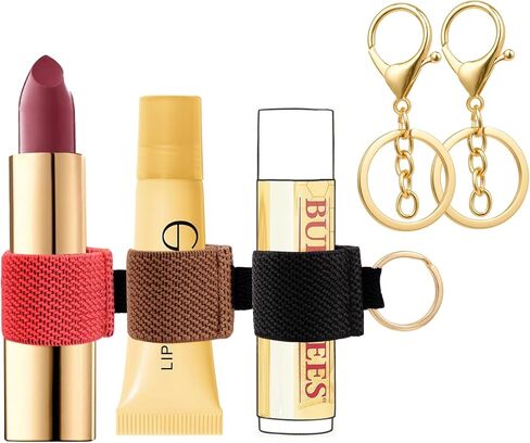 WK Ieason Mini Lip Balm Holder Keychain Clip on Hapstick Holder Keychain Shik Lip Mloss With 2pc المزيد in Kuwait