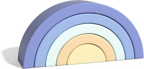 ASWEETS لعبة قوس قزح قابلة للتكديس خشبية ، ولبنات بناء من 8 قطع للأطفال والأطفال الصغار ، لغز أعشاش قوس قزح مونتيسوري ، تعزيز تنسيق العين ، الأزرق in Kuwait