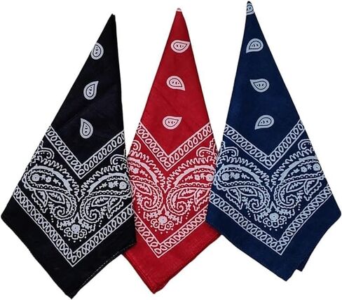 Bandanas متعددة الأغراض Bandanas Paisley Cowboy Polyester Beadbands 22x22 بوصة (مجموعة من 3pcs) in Kuwait