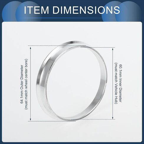 Hub Centric Rings, 56.1mm ID to 64.1mm OD Vehicle Wheel Hubrings Aluminum Alloy, 4 Pcs in Saudi Arabia